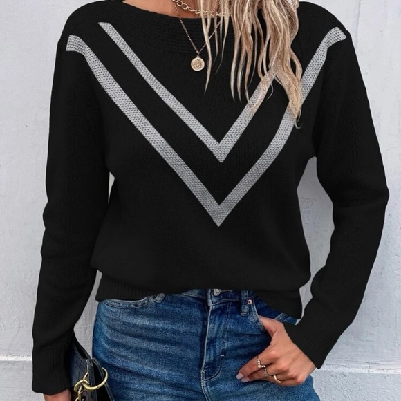 Cozy chevron pattern sweater top - Picture 4 of 6